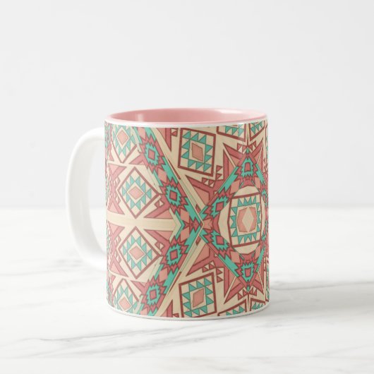 Geometrische moderne Südwest-Muster-Tasche Zweifarbige Tasse (Vorderseite Links)