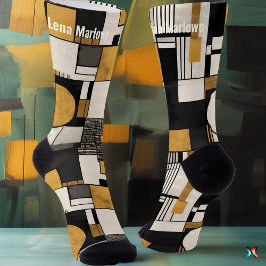 Geometrische Modernist in Schwarz und Gold individ Socken