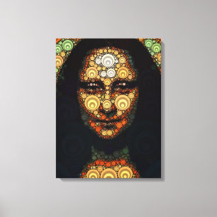 Geometrische Mona Lisa inspirierte Porträt-Abstrak Leinwanddruck