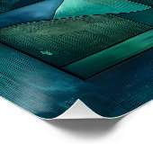 Geometrische Mondlicht Landschaftskunst - Aquamari Poster (Ecke)