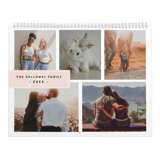 Geometrische Monogramm-Bezeichnung rot 17-Foto-Col Kalender (Titelbild)