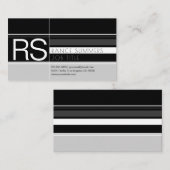Geometrische Monogramm Grays & Black Visitenkarte (Vorne/Hinten)