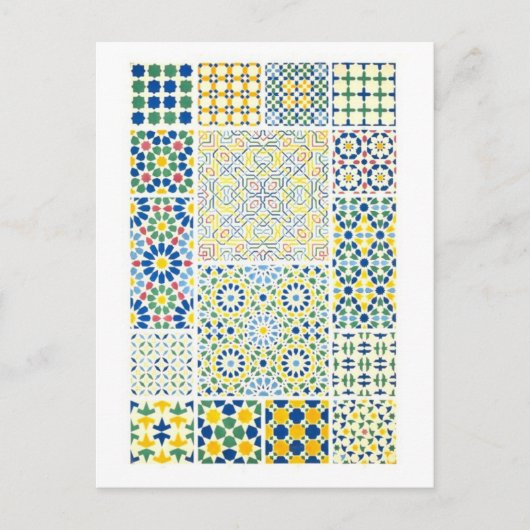 Geometrische Mosaikdesigns aus Alhambra in Spanien Postkarte (Vorderseite)