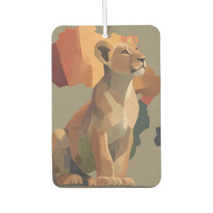 Geometrische Mosaiklioness mit stilisierter Afrika Autolufterfrischer