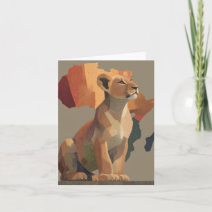 Geometrische Mosaiklioness mit stilisierter Afrika Feiertagskarte