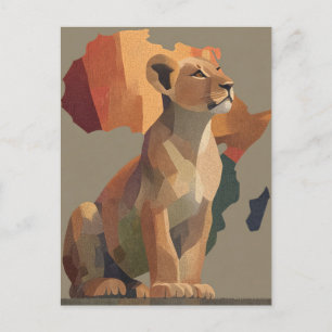Geometrische Mosaiklioness mit stilisierter Afrika Feiertagspostkarte