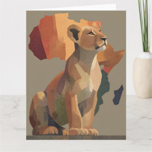 Geometrische Mosaiklioness mit stilisierter Afrika Karte
