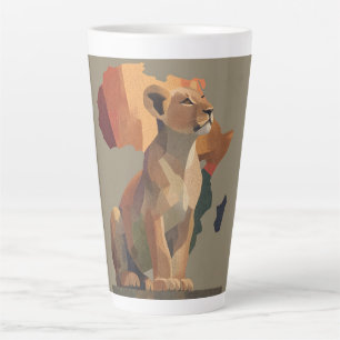 Geometrische Mosaiklioness mit stilisierter Afrika Milchtasse