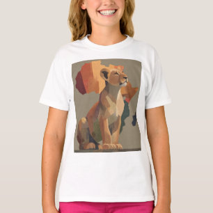 Geometrische Mosaiklioness mit stilisierter Afrika T-Shirt