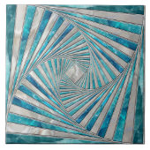 Geometrische Mosaikspirale - Aquamarine und Perl Fliese (Vorderseite)