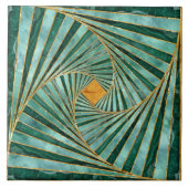 Geometrische Mosaikspirale - Grüner Marmor und Gol Fliese (Vorderseite)