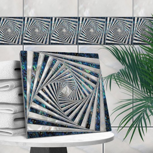 Geometrische Mosaikspirale - Perle der Abalone Fliese