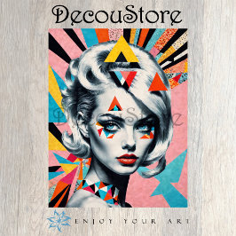 Geometrische Muse – Moderne Pop-Art-Frau-Decoupage Seidenpapier