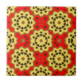 Geometrische Muster der roten und gelben Flora Fliese (Vorderseite)