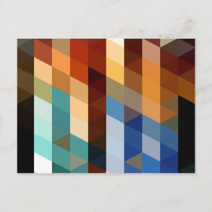 Geometrische Muster Dreiecke in Blau und Orange Postkarte