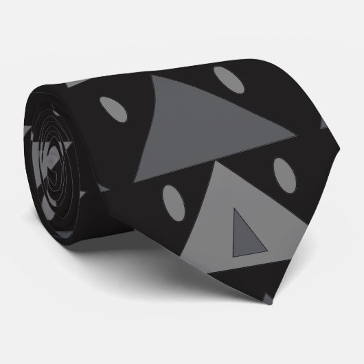 Geometrische Muster Dreiecke Ovalen Schwarz Graues Krawatte (Gerollt)