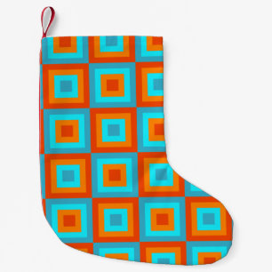 Geometrische Muster-FarbTürkis-Orange Kleiner Weihnachtsstrumpf