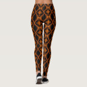 Geometrische Muster Feuer Orange und Schwarz Leggings (Rückseite)