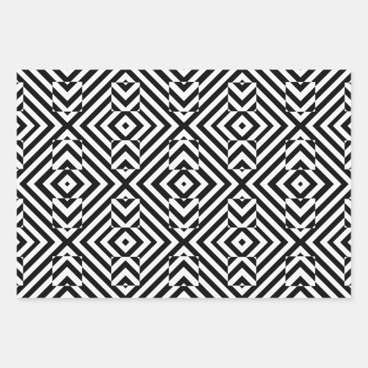 Geometrische Muster für Schwarz und Weiß Op Geschenkpapier Set (Vorderseite 3)