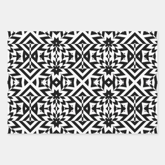 Geometrische Muster für Schwarz und Weiß Op Geschenkpapier Set (Vorderseite 2)