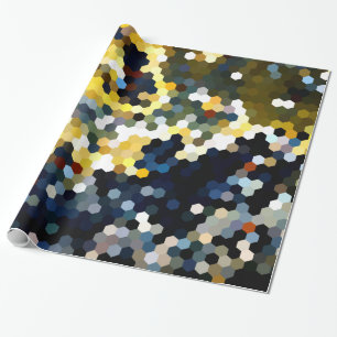 Geometrische Muster gelbe und blaue Hexagone Geschenkpapier