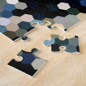 Geometrische Muster | gelbe und blaue Hexagone Puzzle (Seite)