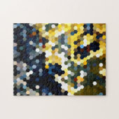 Geometrische Muster | gelbe und blaue Hexagone Puzzle (Horizontal)