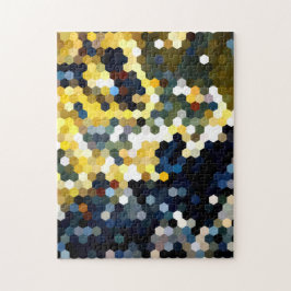Geometrische Muster | gelbe und blaue Hexagone Puzzle