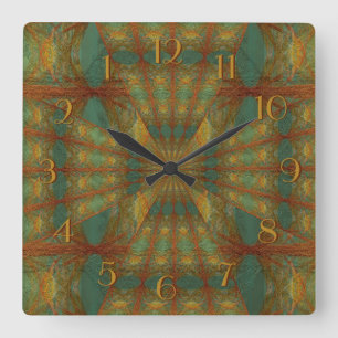 Geometrische Muster in der Türkis-rückwärtigen Quadratische Wanduhr