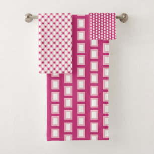 Geometrische Muster in Hot Pink Streifen Badhandtuch Set