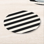Geometrische Muster Schwarz-Weiß-Streifen Runder Pappuntersetzer (Angewinkelt)
