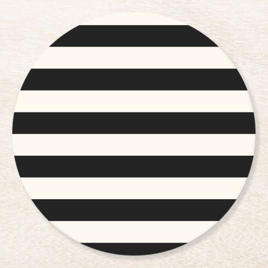 Geometrische Muster Schwarz-Weiß-Streifen Runder Pappuntersetzer (Vorderseite)