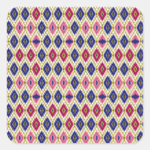 Geometrische Muster: Traditionelle Textile Illustr Quadratischer Aufkleber
