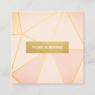 Geometrische Musterkarte für das Peach Gold Squar Quadratische Visitenkarte