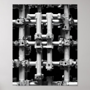 Geometrische Musterkunst: Abstrakte modulare Masch Poster