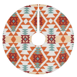 Geometrische Nahtlose Muster im indianischen Stil Polyester Weihnachtsbaumdecke