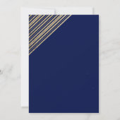 Geometrische Navy-Blau-Gold-Typografie Save the Da Einladung (Rückseite)