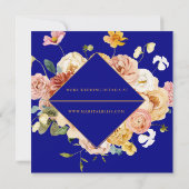 Geometrische Navy Blue Floral Save the Date (Rückseite)