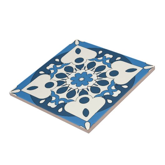 Geometrische Navy Blue Mediterrane Tile Fliese (Seite)