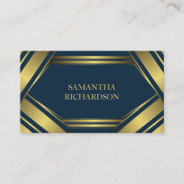 Geometrische Navy Blue und Gold Streifen Beruflich Visitenkarte