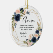Geometrische Navy Blush Floral True Friends Keramik Ornament (Rechts)
