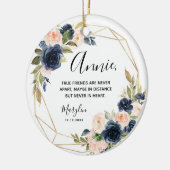 Geometrische Navy Blush Floral True Friends Keramik Ornament (Links)