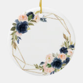 Geometrische Navy Blush Floral True Friends Keramik Ornament (Hinten)
