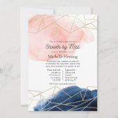 Geometrische Navy- und Blush-Dusche per Mail Einladung (Vorderseite)