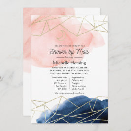 Geometrische Navy- und Blush-Dusche per Mail Einladung