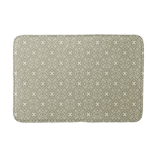 Geometrische Oliven-Blumen-Gitter Badematte (Vorderseite)