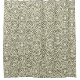 Geometrische Oliven-Blumen-Gitter Duschvorhang