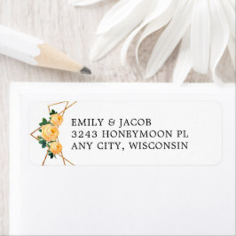 Geometrische Orange-Blumenadresse des Gold Glitzer