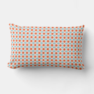 Geometrische orangefarbene Sternenexplosion abstra Lendenkissen