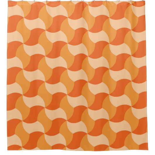 Geometrische Orangenschatte: Abstrakte Streifen Duschvorhang (Vorderseite)